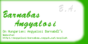 barnabas angyalosi business card